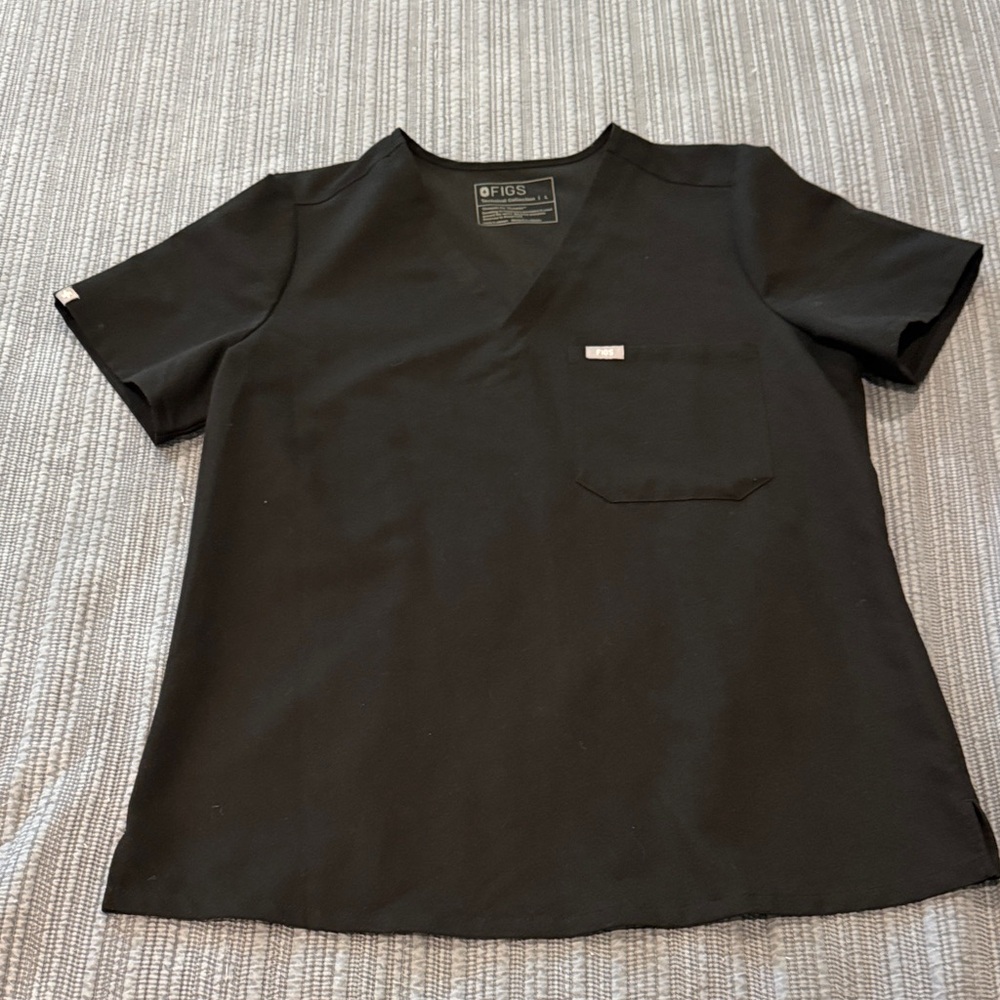 Figs Black Woman’s V-Neck Scrub Top